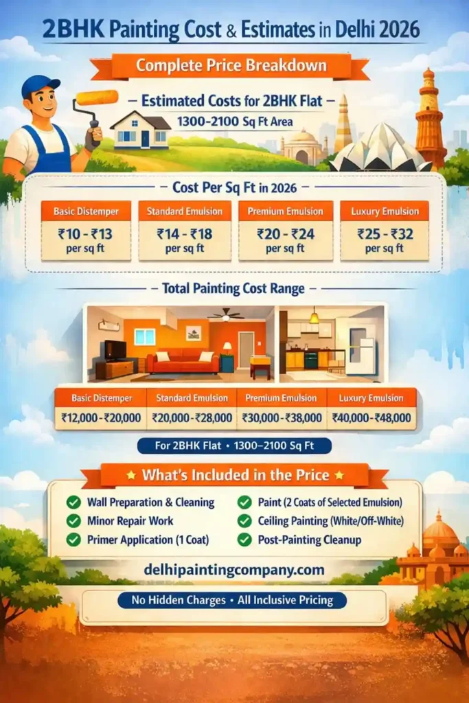 2BHK painting cost in Delhi detailed infographic