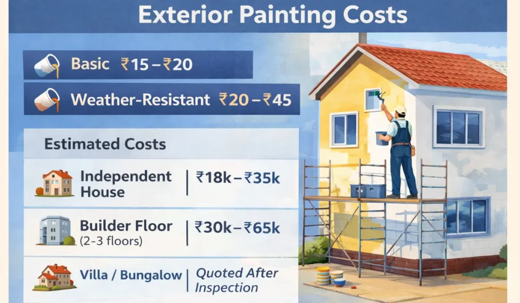 exterior painting cost in Delhi NCR explaining infographic