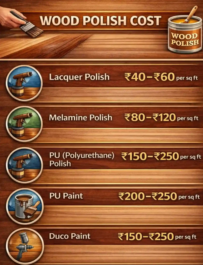 wood polishing cost in delhi ncr infographic