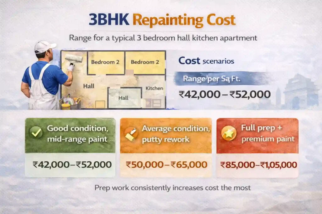 3bhk repainting cost delhi