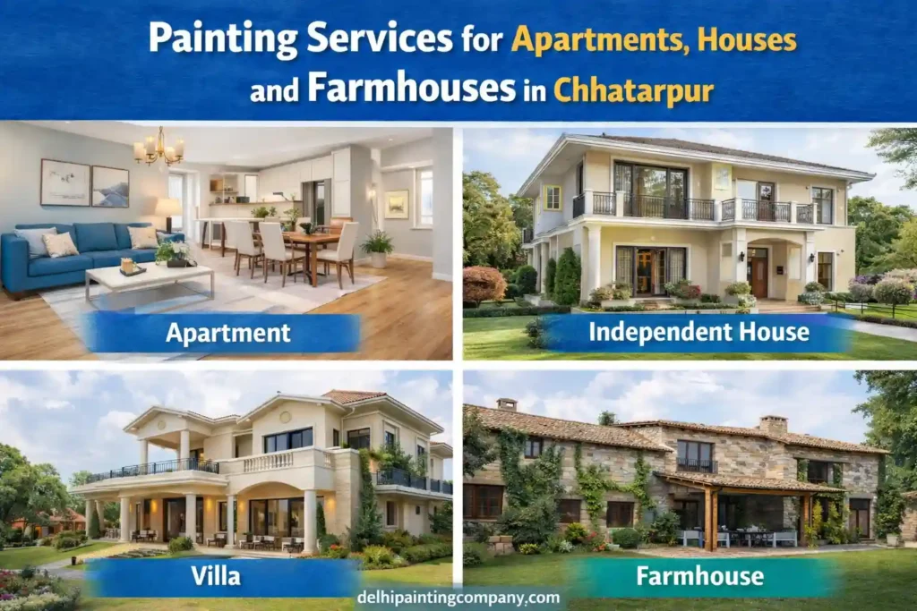 Painting services for apartments independent houses villas and farmhouses in Chhatarpur Delhi