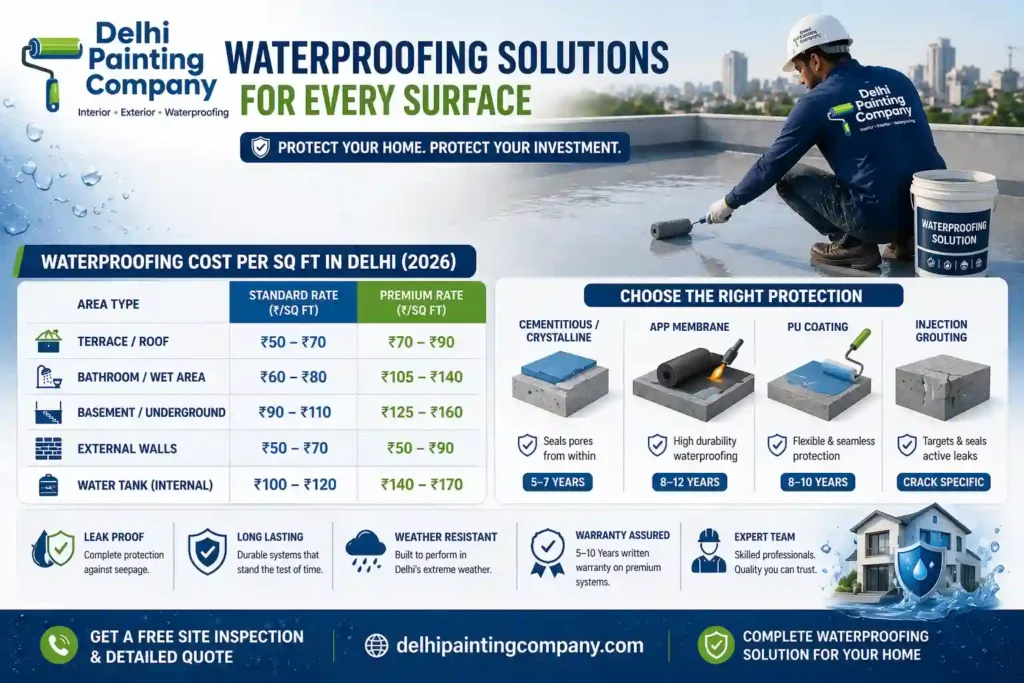 complete waterproofing solutions delhi all surfaces