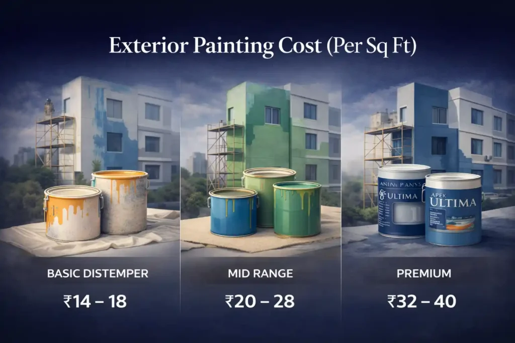 exterior painting cost per sq ft delhi