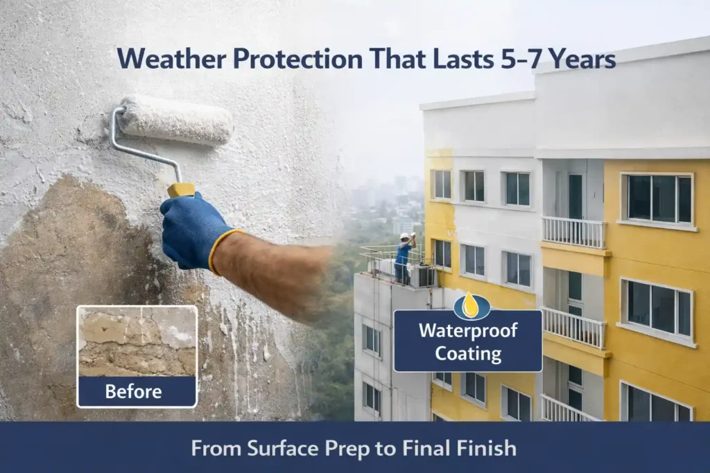 exterior painting waterproofing delhi building