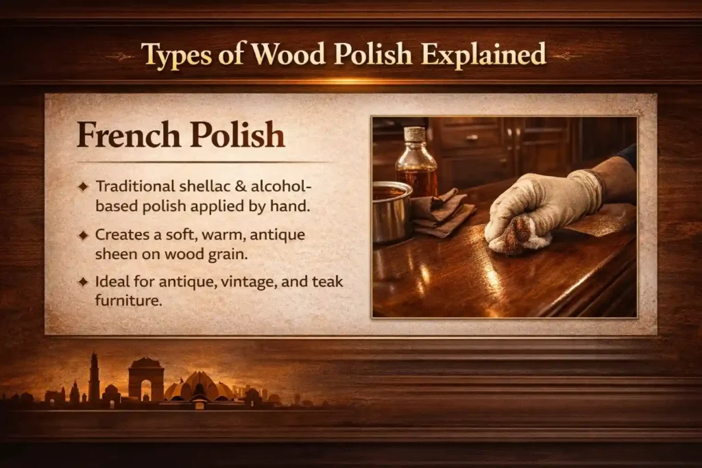 french polish wood furniture delhi