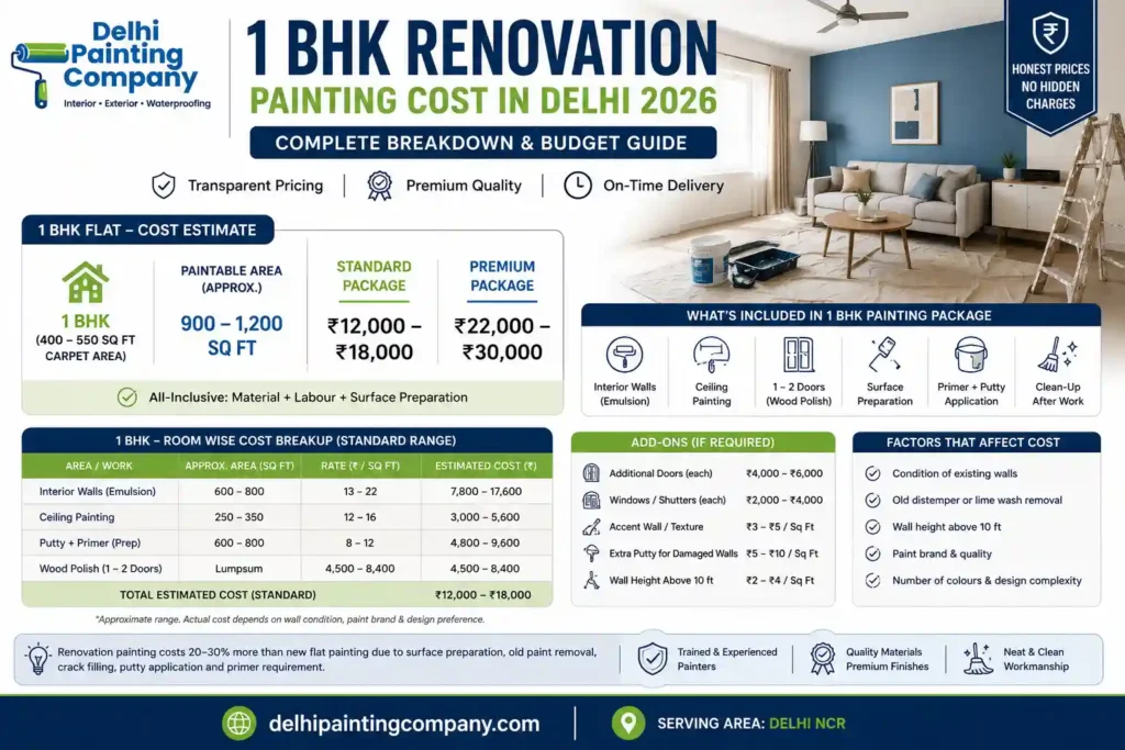 1bhk renovation painting cost delhi 2026