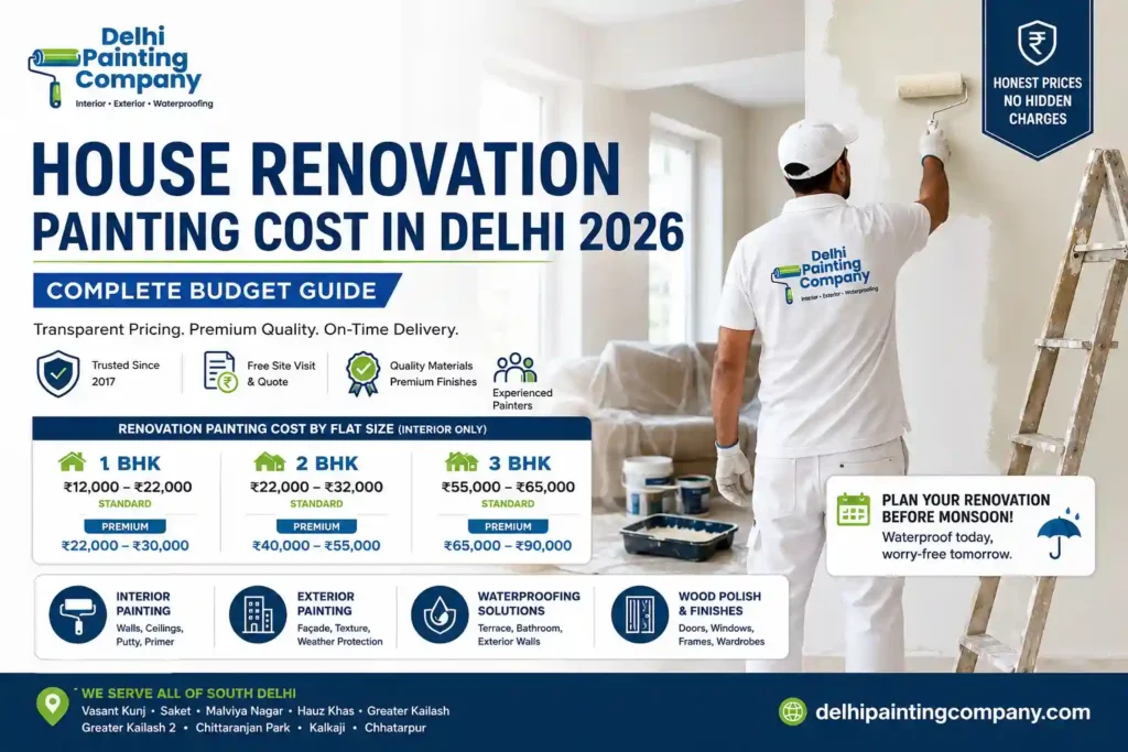 House renovation painting cost in Delhi 2026 complete budget guide by Delhi Painting Company