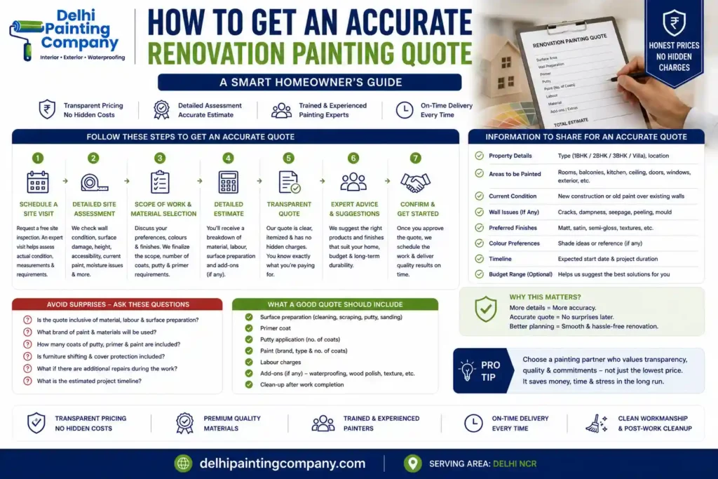 How to get an accurate renovation painting quote in Delhi with measurement and cost checklist