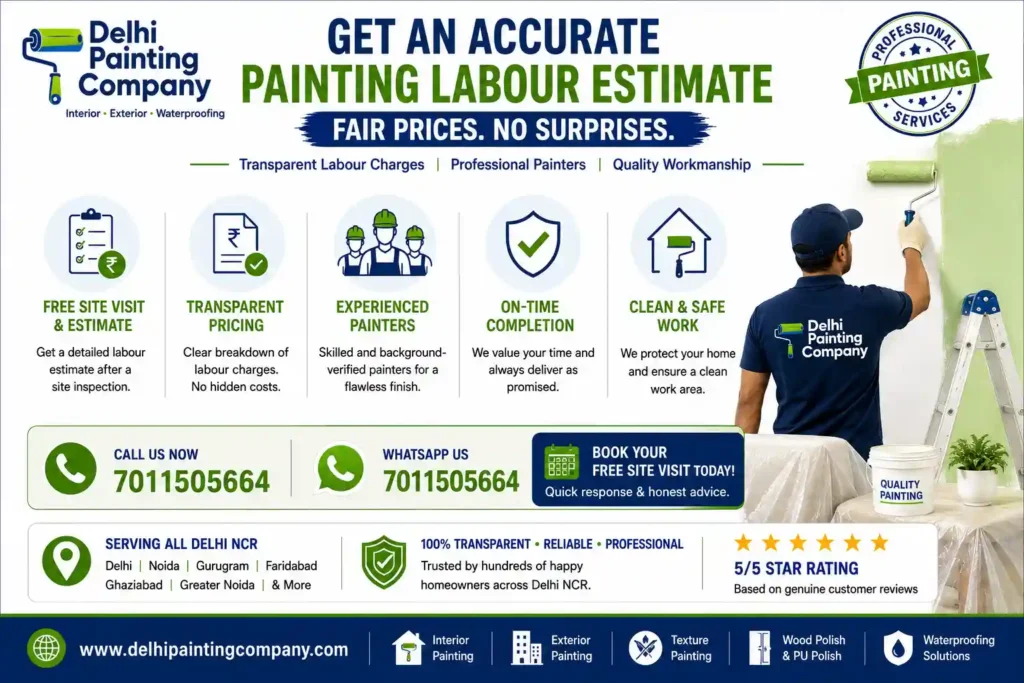 Get an accurate painting labour estimate in Delhi with transparent pricing and professional painters