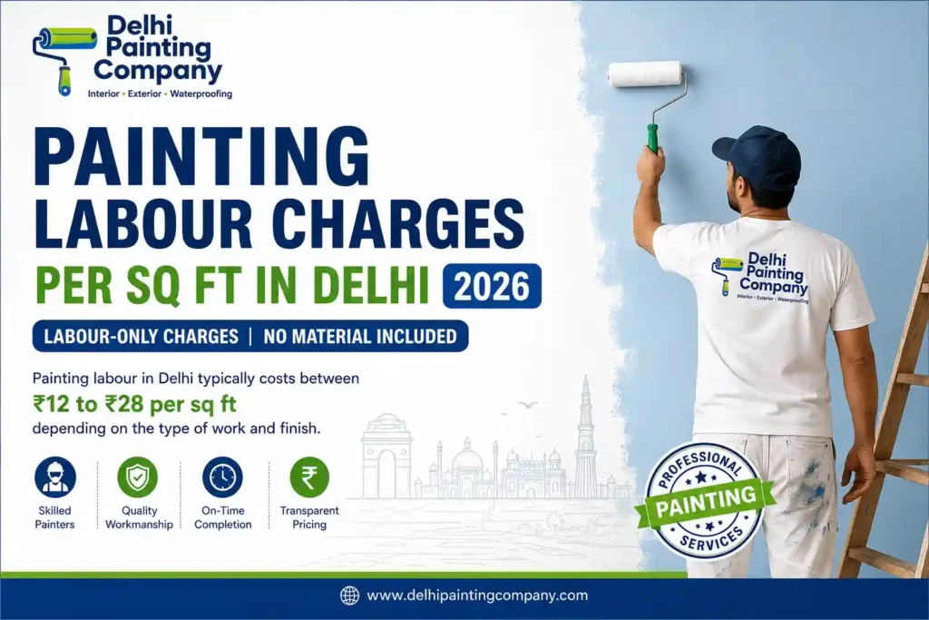 Painting labour charges per sq ft in Delhi 2026, starting from ₹12 to ₹28 for labour-only work